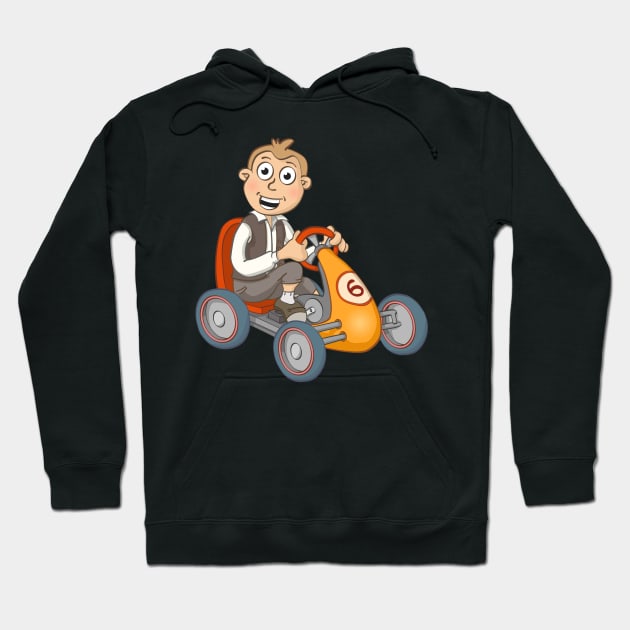 Happy boy on a pedal car illustration Hoodie by Stefs-Red-Shop